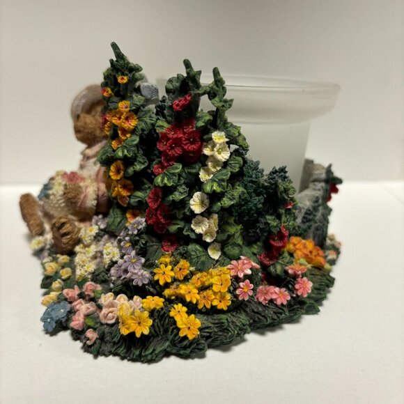 Boyds Bears Bear stone Elizabeth Bearsley Floral Garden Votive Candle 27770 - Picture 3 of 16